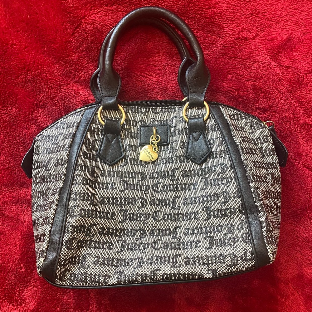Juicy Couture Black and Gray Logo Handbag